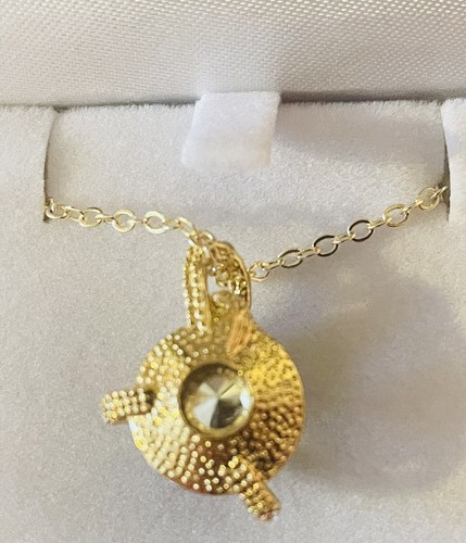 Collana con gocce di cristallo. Grande pietra 25 cristalli trasparenti. Catena 24 carati, 17,5" - Foto 6 di 9