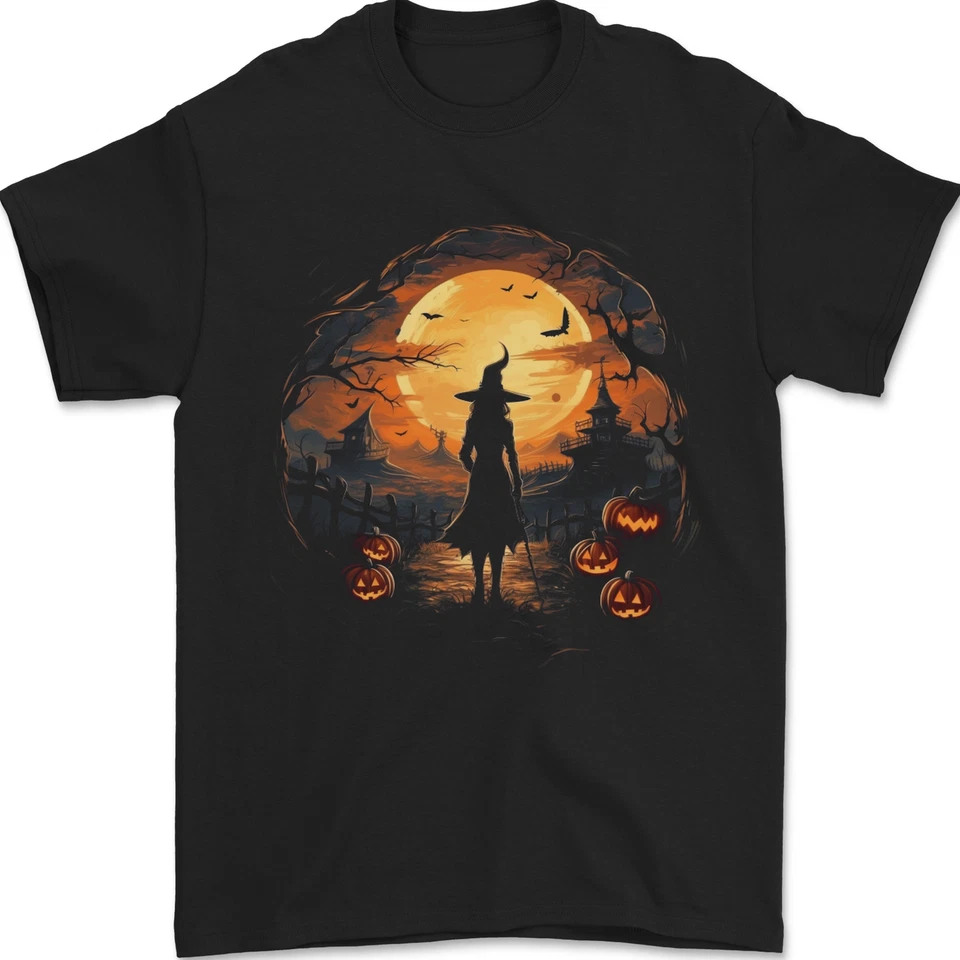 T-Shirt Halloween Sorcière Pour Homme 100% Coton - Photo 1/1