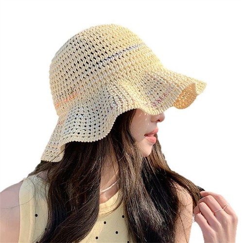 Women Sun Hat Folding Knitted Fisherman's Hat Outdoor Summer Beach Hat - Picture 3 of 22