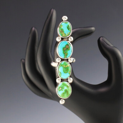 NATIVE AMERICAN NAVAJO SONORAN GOLD TURQUOISE RING BY JOELIAS DRAPER