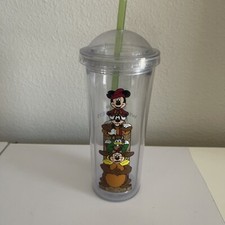 Walt Disney World Wilderness Resort Totem Pole Clear Plastic Tumbler Straw