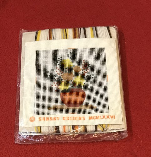 Vintage 1990s Needle Pointers Yellow and Gold Mum Bouquet Kit #5257 SUNSET - Picture 2 of 2