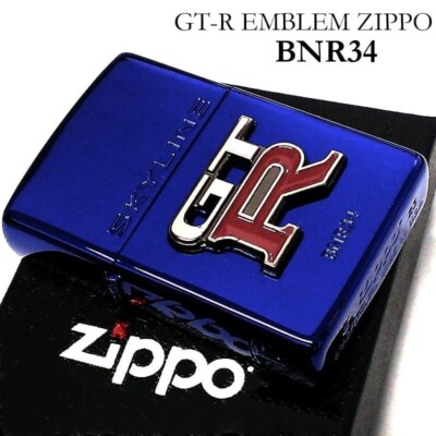 Zippo Skyline GT-R R34 Emblem Metal Blue GTR-BNR34 Regular Lighter