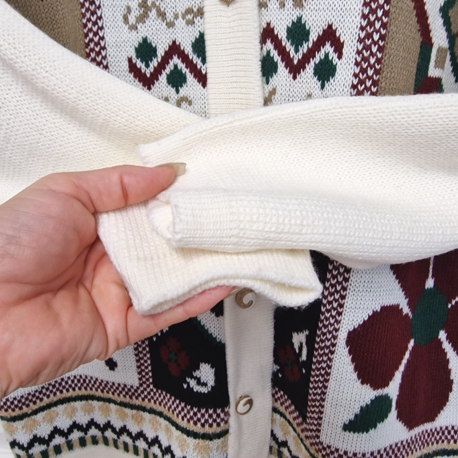 Vtg Basic Collection Xmas Nordic Patchwork Cardig… - image 14