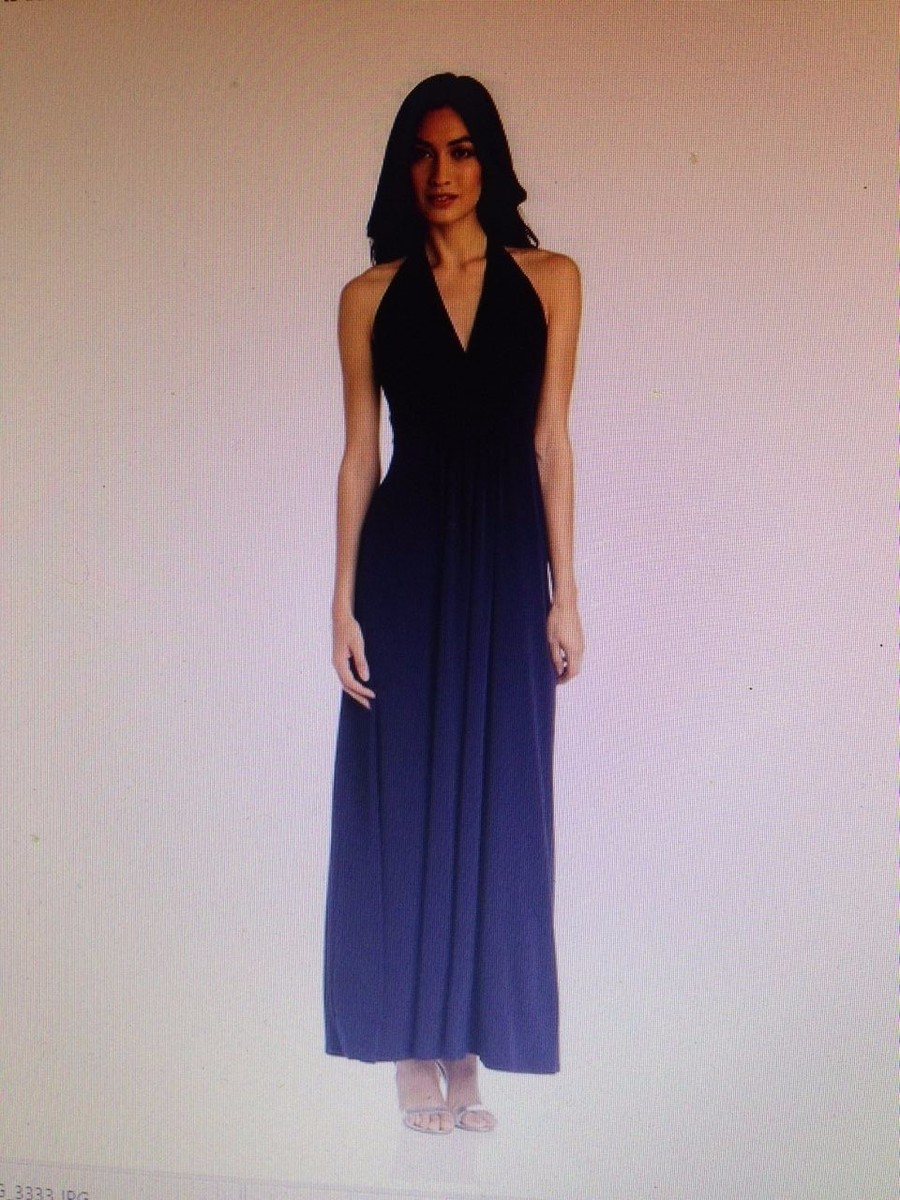 jessica simpson blue halter dress Women's Neck Jersey Maxi Dress- Size M Code exclusions - Christmas + Hanukkah
