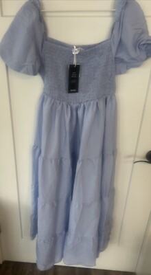 NWT Boratat Size M S/S Straight Top Cut Violet/Light Blue Long  Dress/Gown-Pics! | eBay