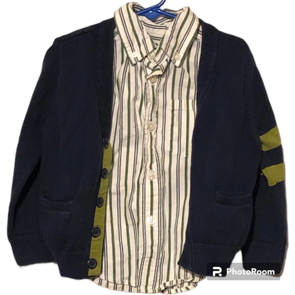 Greendog Lote de 3 Artículos Camisa Abotonada Suéter Chaleco y Cárdigan Niños Talla 3T Foto 4 de 4