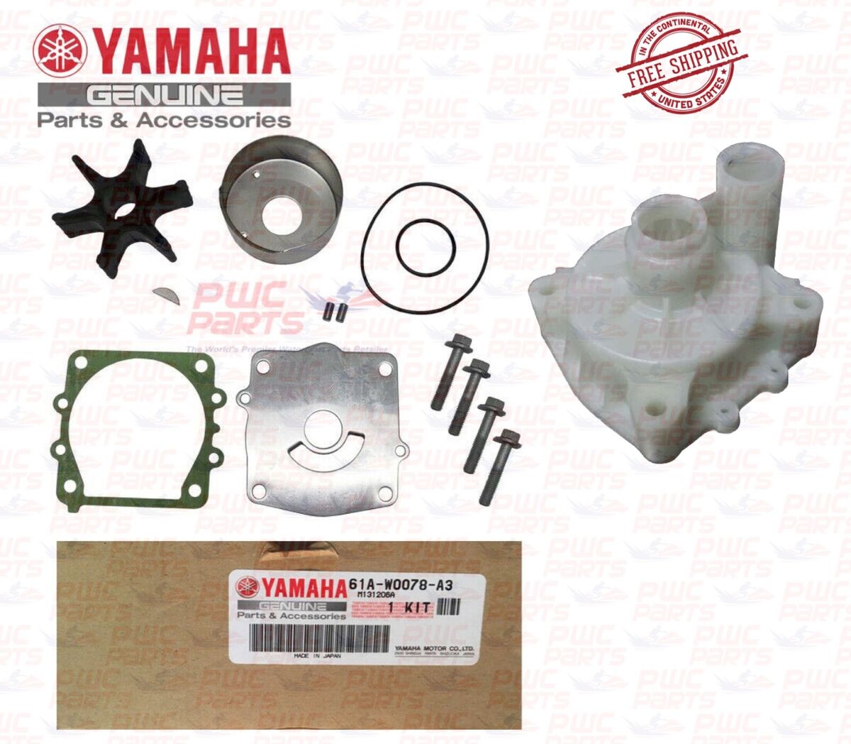 YAMAHA OEM F150/F200/F225 Outboard Water Pump Kit 61A-W0078 YAMAHA OEM F150/F200/F225 Outboard Water Pump Kit 61A-W0078