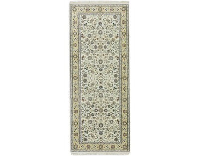Handmade Indo-Nain Rug Classic Floral Wool Oriental Carpet Home Decor 2'8X6'7 ft