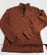 Eddie Bauer Men's Heather Brown/Black 1/4 Zip Sweater Size Small 