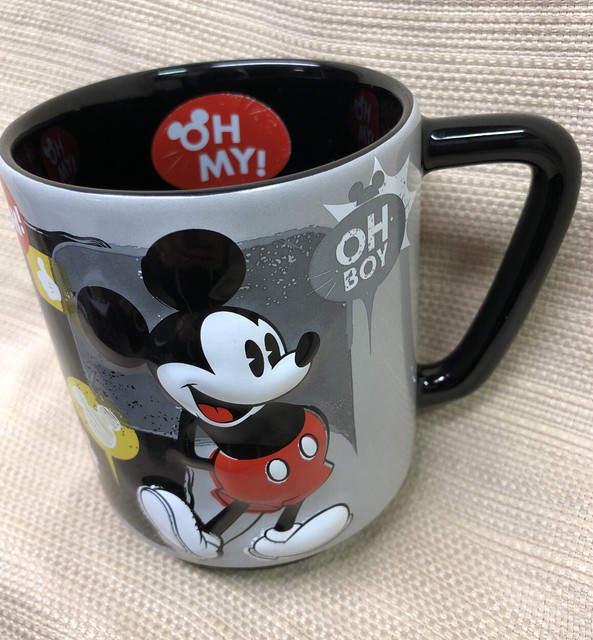 Disney Store Mickey Mouse Embossed Gray Coffee Mug Cup 18 Oz Oh My Oh
