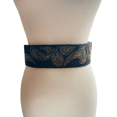 Vintage Dynasty Style Handmade Beaded Belt Black Amber  display picture 2