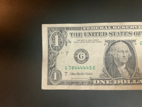 2006 $1 DOLLAR BILL G78444445E fancy serial number - Picture 4 of 4
