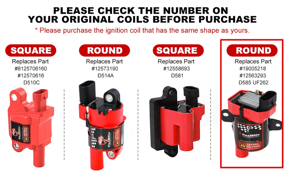 Juego de 8 bobinas de encendido redondas y kit de bujías para Buick Cadillac Chevy GMC Isuzu Foto 2 de 4