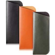3 Pack Glasses Pouch Slim - Soft Eyeglasses Bag Large P black, Orange, Green