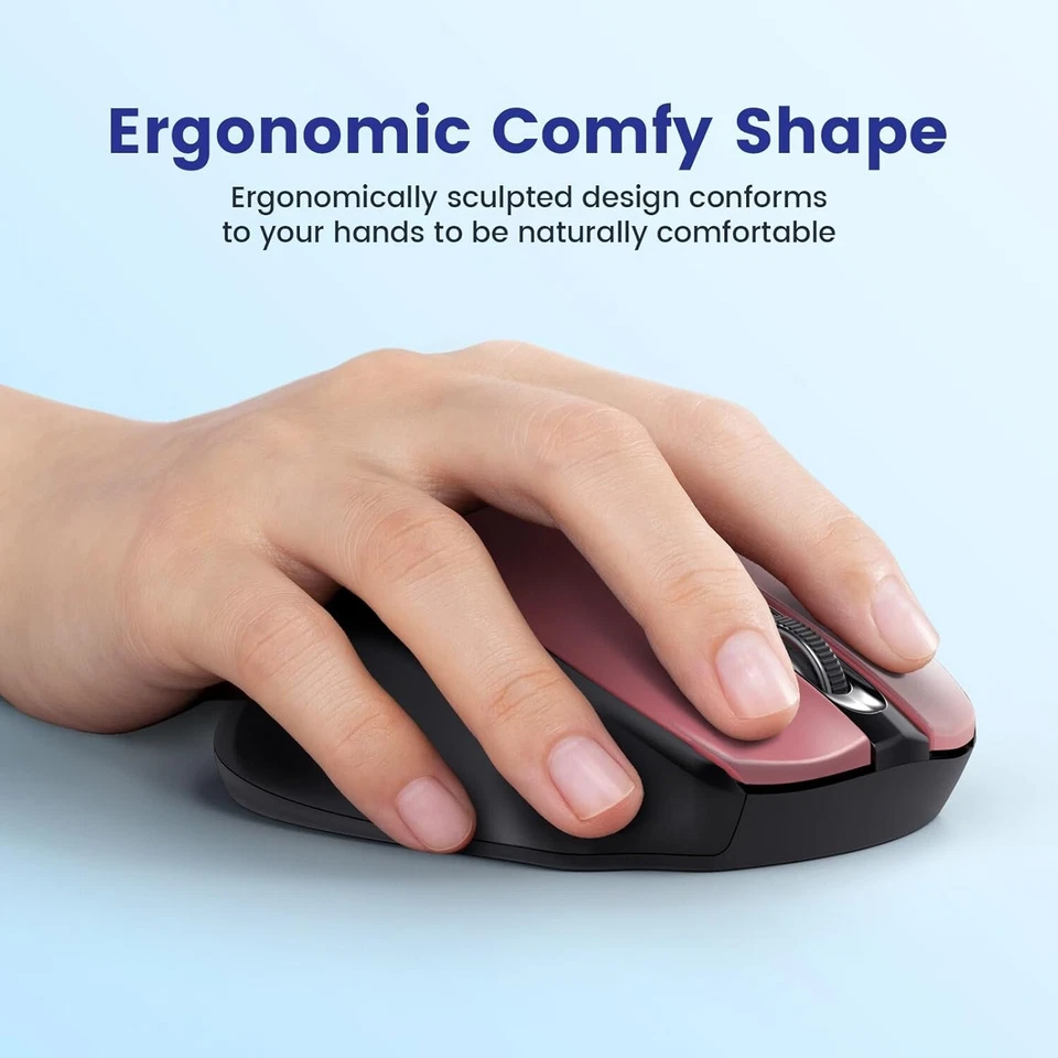 2 Pack Portable Wireless Mouse D-09 for PC Laptop Computer USB Cordless Mice Red - Image 3 of 4