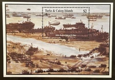TURKS & CAICOS WWII D-DAY 50TH ANNIVERSARY STAMPS SS 1994 MNH BEACHHEAD SECURED