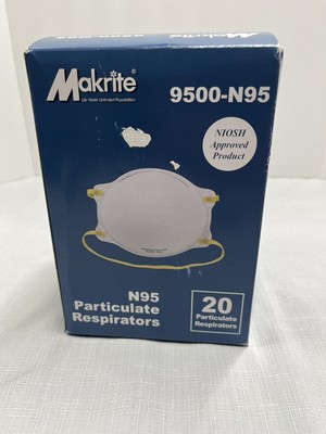 Makrite 9500-N95 NIOSH CDC Medical N95 Face Mask Respirator, PACK OF 20 SEALED 