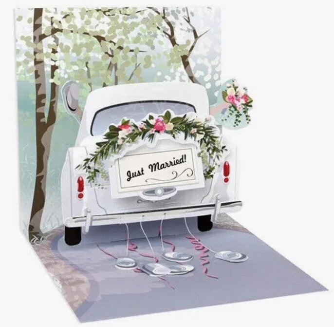 Camión emergente 2 tarjetas recién casado boda novia y novio escribe tu propio saludo Foto 3 de 4