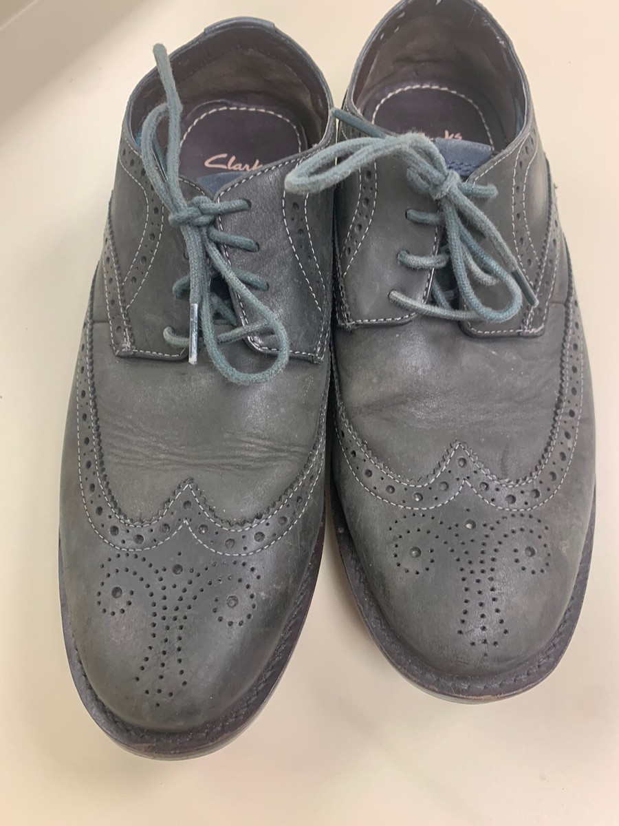 Clarks Garnet Limit 67524 Wingtip Oxford Shoes Dark Grey Leather