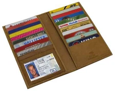 RFID Blocking Leather Checkbook Cover Men's Secretary Wallet 19 Card Holder High