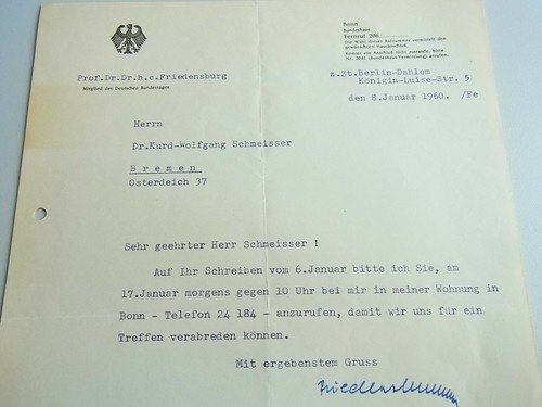 CDU-Politiker & Wissenschaftler Ferdinand FRIEDENSBURG (1886-1972) 2 Briefe 1960 - 第 9/9 張圖片