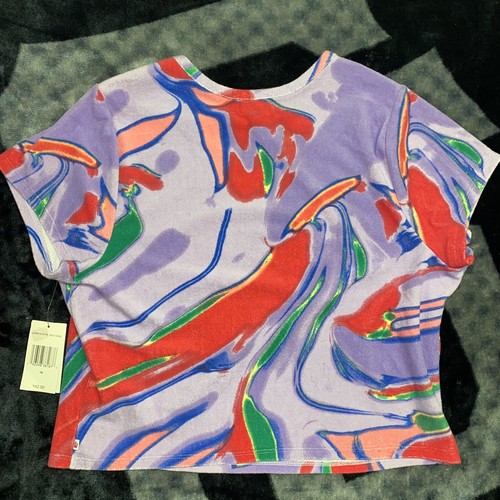 Juicy By Juicy Couture Shirt Cropped Womens 1X Y2K Terry Cloth Swirl Colorful - Picture 7 of 8