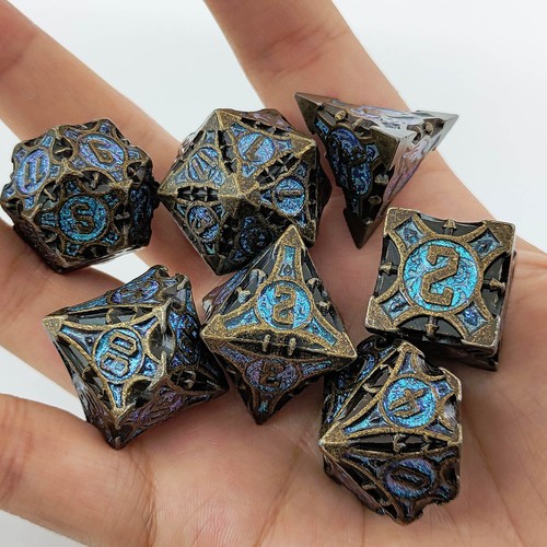 7Pcs Polyhedral Metal Dice Set for TRPG MTG Dungeons & Dragons DND Roleplaying - Picture 2 of 4