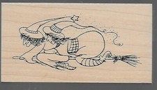 GREAT IMPRESSIONS rubber stamp WITCHES DUO wood mounted