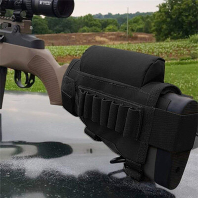 Hunting Rifle Buttstock Cheek Rest Riser Pad Ammo Pouch Carrier for .300.308 Win
