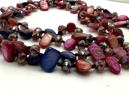 Vintage Necklace Abalone Paua Mexico Multicolour Beaded Very Long - Picture 7 of 7