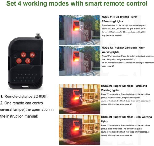 TOP Solar Alarm Lamp 110db Warning Sound 129dB Loud Siren Strobe Light 4 Modes - Picture 12 of 14
