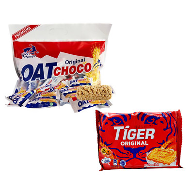 Combo Set Twinfish Oat Choco Breakfast Cereal with Tiger Biscuits And FREE GIFT