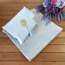 Cotton Sejadah With Shantug Bag | Portable Prayer Rug | Gift For Mom | Eid Gift