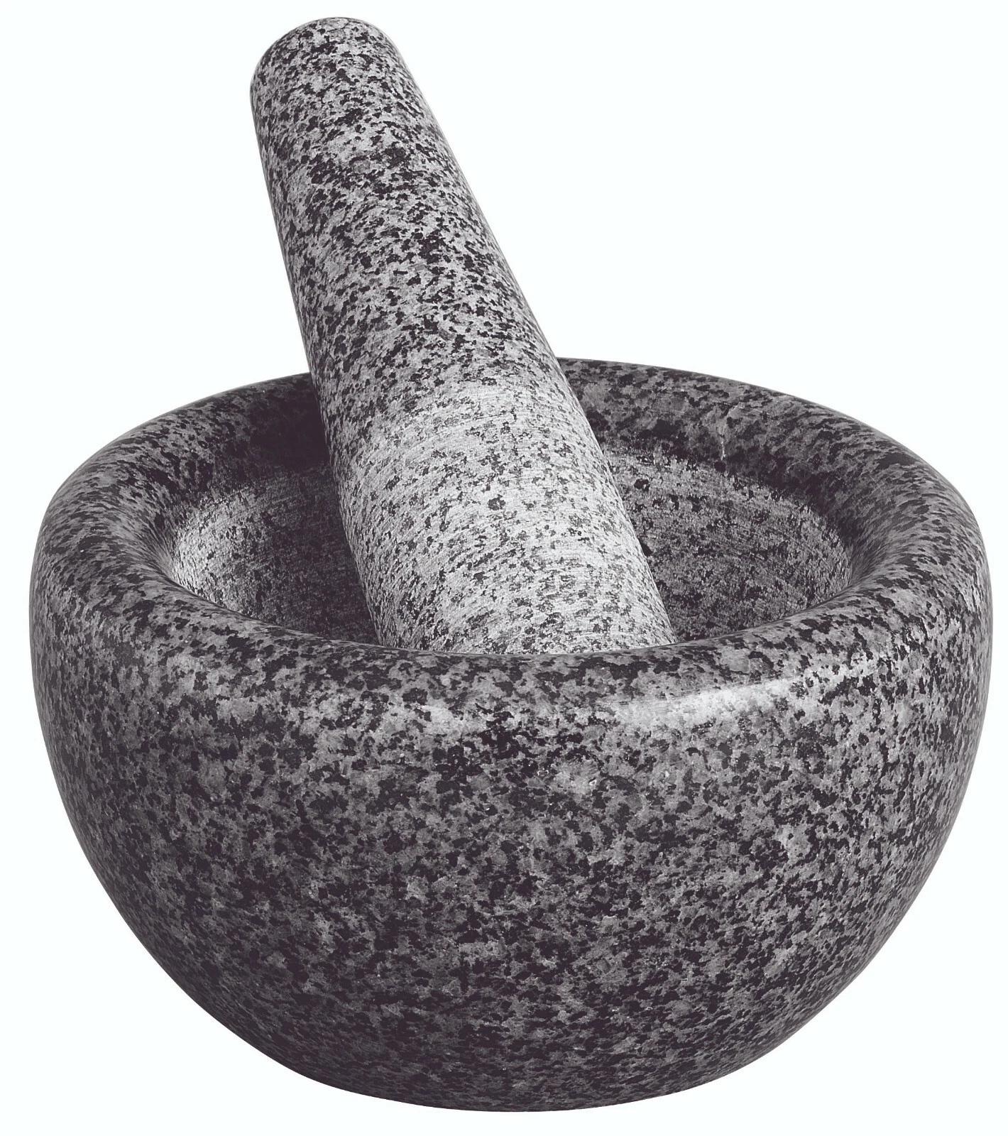 AVANTI PENCIL EDGE MORTAR AND PESTLE 18CM BLACK SPECKLED SOLID GRANITE (12843)