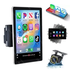 Rotatable 10.1" Apple Carplay Car Stereo Radio Android 13 Double 2DIN GPS+Camera