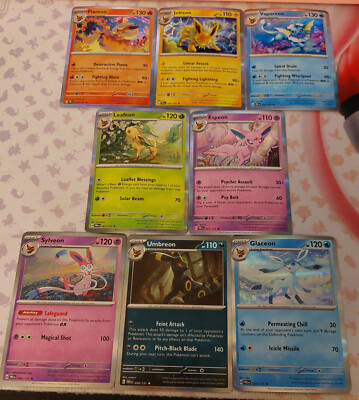Umbreon Sylveon Vaporeon Prismatic Evolutions Eeveelution HOLOS 8 Card Set NM!