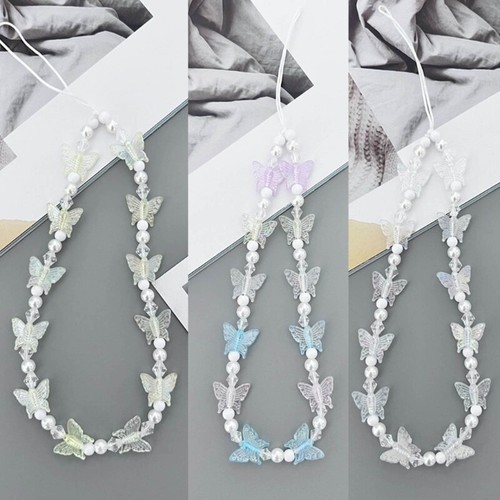 Phone Strap Y2K Phone Charm Keychain Butterfly and Bead Keychain for Women Girl - Zdjęcie 10 z 26
