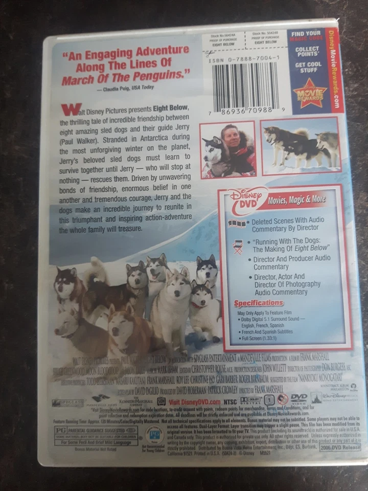 Eight Below 2006 DVD Movie Full Screen Good Condition - Image 2 of 2