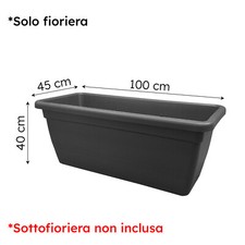 Fioriera Anthea Grande con Sottovaso Rettangolare per Piante da Giardino Esterni