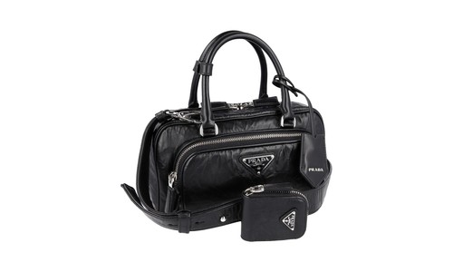 PRADA Leather Re-edition 2001 Shoulder Bag / Handbag 1BB099 Black NEW