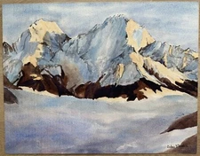 Original signed DeAna McDonald Watercolor Landscape Painting Mountain Landscape