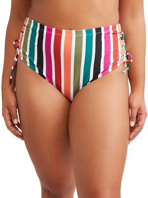 NWT Terra & Sky Womens 3X 24W 26W Terra Stripe Swim Bikini Bottom NEW MSRP $25