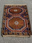 Geometric Traditional Rug 39”x54” Handmade Wool Carpet Geometric Turkish Vintage
