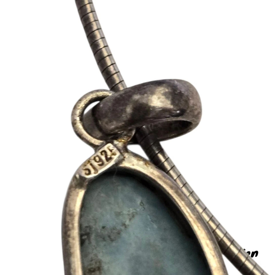 Retired SAJEN Sterling Silver Larimar Omega Chain Necklace - Image 3 of 4