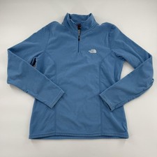 The North Face TKA 100 Fleece Pullover Womens Medium Blue 1/4 Zip Hiking Outdoor