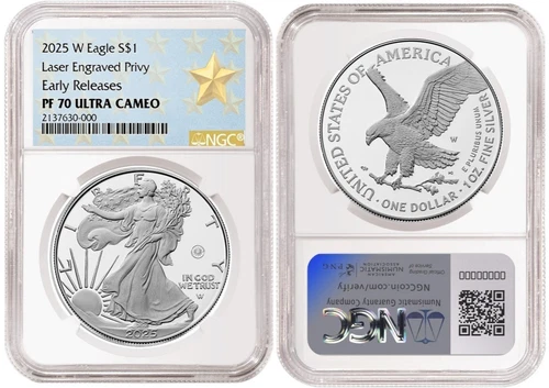 2025 W Silver Eagle S$1 Laser Privy NGC PF70 UCameo Early Releases #1238