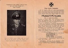 WWII German Sterbebild Death Card Hubert Kreyes Uffz Grenadier KIA Lysychansk 43