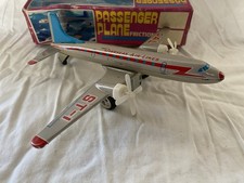 Vintage MF 104 ST-1 Overseas Airplane Tin Passenger Friction Plane Toy 1950s MCM