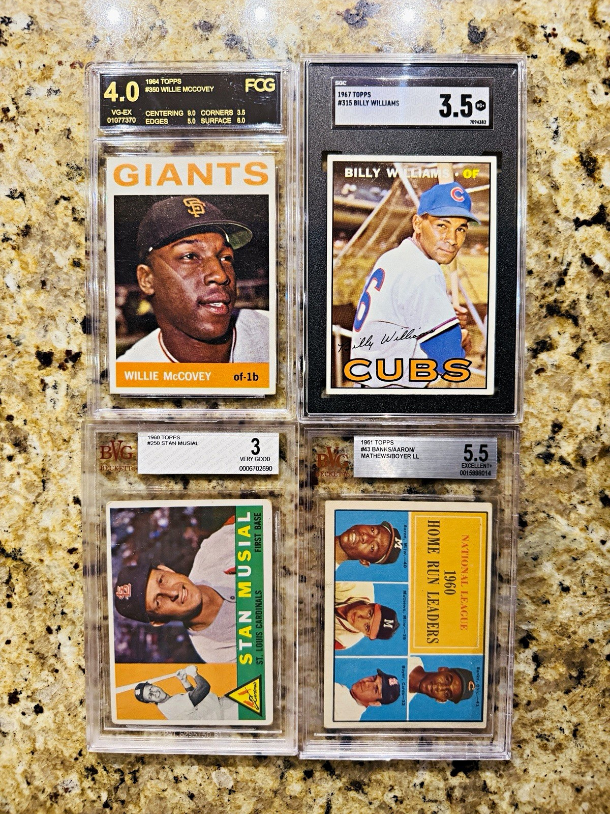 Topps McCovey #350 Williams #315 Musial 1960 #250 Aaron Banks Mathews #43 HR 